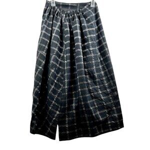 MOYURU Avant-Garde Asymmetrical Plaid Maxi Skirt Black & Silver Womens Designer